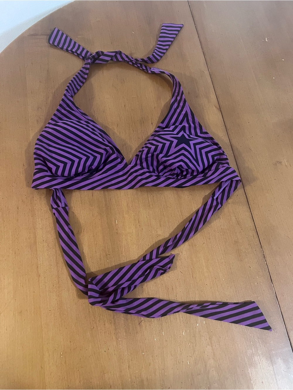 Converse All Star Purple and black striped swim top with star design